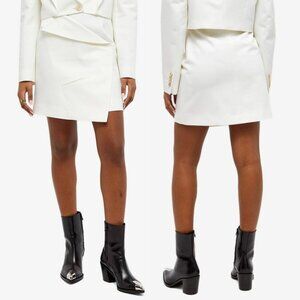 NWT Alexander McQueen Asymmetric Mini Skirt In Ivory Wool Wrap Style Sz 44